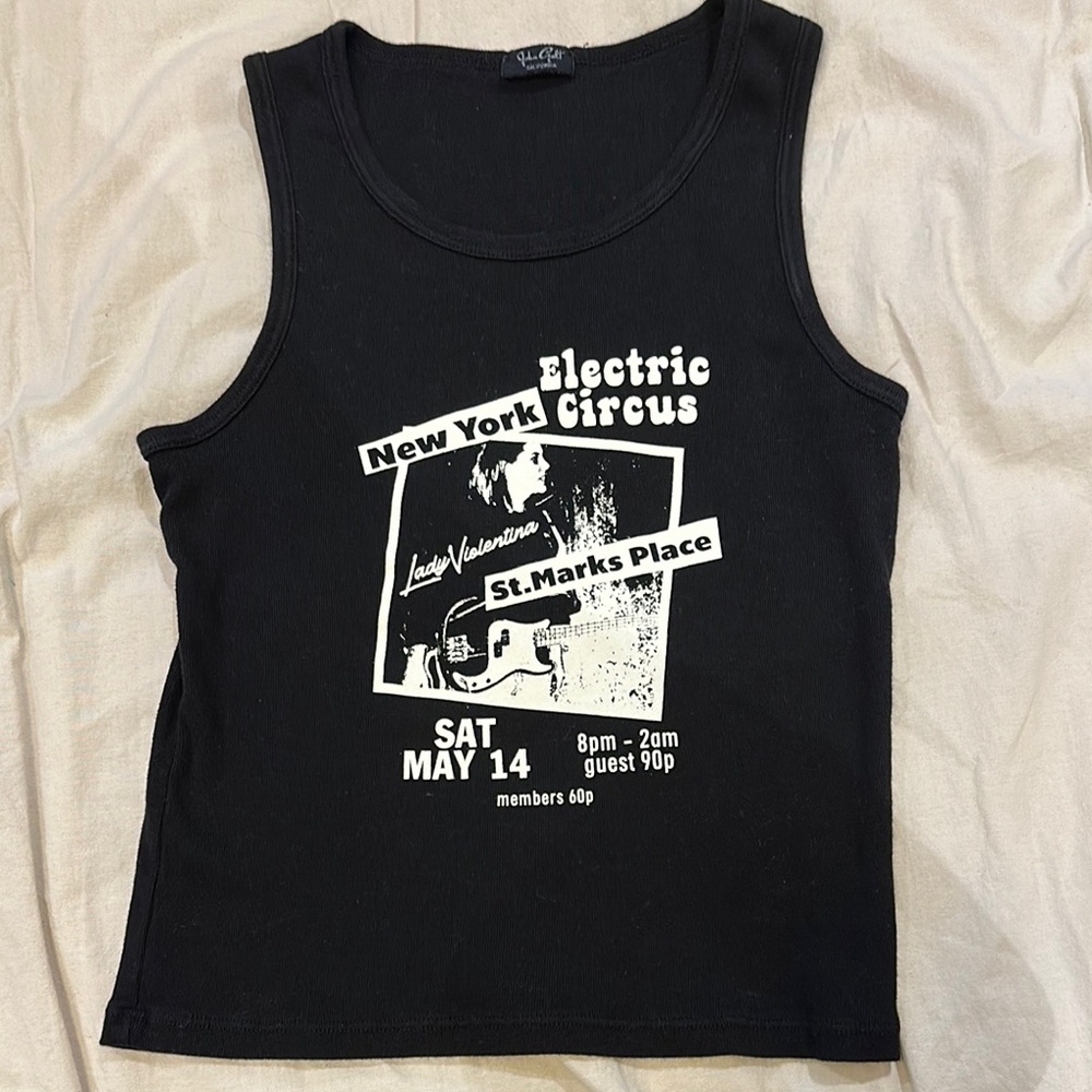 John Galt/Brandy Melville Black Graphic Tank Top